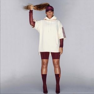 Ivy Park x Adidas Short Sleeve Hoodie in Ecru